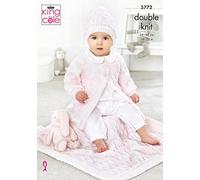 King Cole 5772 Baby DK Cardigan Hat Blanket Knitting Pattern, 14" - 22"