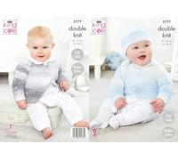 King Cole 5777 Baby DK Cardigan Hat Knitting Pattern