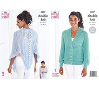 King Cole 5807 Knitting Pattern Womens Cardigan and Shawl in Glitz DK