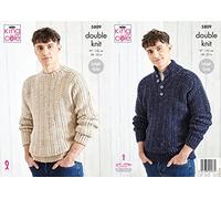 King Cole 5809 Knitting Pattern Mens Crew Neck and Collared Sweaters in Merino DK