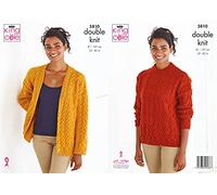 King Cole 5810 Knitting Pattern Womens Cardigan and Sweater in Merino DK, 32" - 42", Amber, Terracotta