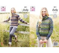 King Cole 5811 Knitting Pattern Womens Round and Cowl Neck Sweaters in Autumn Chunky