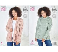 King Cole 5821 Knitting Pattern Womens Jacket and Sweater in Big Value Chunky, Multi, 32'' - 50''