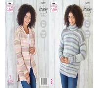 King Cole 5822 Adult Chunky Sweater Cardigan Knitting Pattern, 32" - 50"