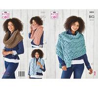 King Cole 5823 Knitting Pattern Wrap, Scarves and Snood in Big Value Big