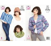 King Cole 5837 Knitting Pattern Womens Jacket Poncho Hat in Big Value Super Chunky Tints