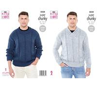 King Cole 5838 Knitting Pattern Mens Round Neck and Collared Sweaters in Big Value Super Chunky