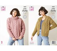 King Cole 5842 Knitting Pattern Womens Sweater and Jacket in Big Value Super Chunky Stormy