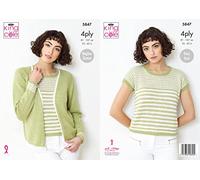 King Cole 5847 Knitting Pattern Womens Cardigan and Cap Sleeved Top in Giza Cotton 4 Ply