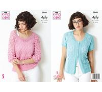 King Cole 5848 Knitting Pattern Womens Cardigan and Top in King Cole Giza Cotton 4 Ply