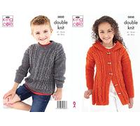 King Cole 5850 Knitting Pattern Childrens Cardigan and Sweater in Big Value Tweed DK,Multi, 24-30 inch