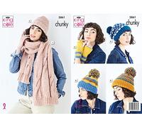 King Cole 5861 Knitting Pattern Womens Hand Warmers Hats Scarf in Big Value Chunky