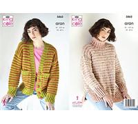 King Cole 5862 Knitting Pattern Womens Striped Cardigan and Sweater in Fashion Aran, 32'' - 42''