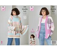 King Cole 5900 Knitting Pattern Womens Cardigan Sweater and Scarf in Harvest DK