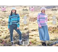 King Cole 5903 Adult Chunky Sweater Knitting Pattern Multicoloured