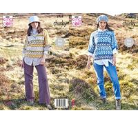 King Cole 5904 Adult Chunky Sweaters Knitting Pattern Multicoloured