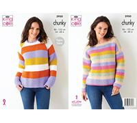 King Cole 5950 Knitting Pattern Womens Striped Sweaters in Big Value Chunky