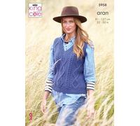 King Cole 5958 Knitting Pattern Womens Round and V Neck Tank Tops in Wool Aran, 32'' - 50''