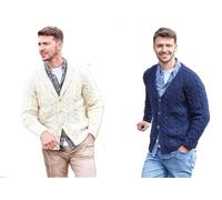 King Cole 5960 Mens Aran Collared Cardigan Knitting Pattern