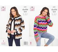 King Cole 6181 Knitting Pattern Womens Wave Sweater and Cardigan in King Cole Pricewise DK