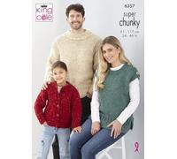 King Cole 6357 Knitting Pattern Adults Kids Family Super Chunky Sweater Cardigan & Top