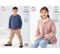 King Cole 6358 Knitting Pattern Childrens Super Chunky Boy Girl Sweater & Coatigan