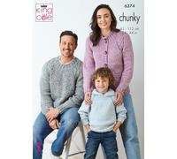 King Cole 6374 Knitting Pattern Chunky Knit Ladies Mens Kids Sweaters & Cardigans