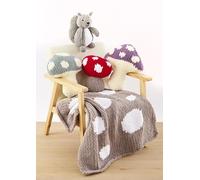 King Cole 6388 Knitting Pattern Jumbo Toastie Toadstool Cushions Door Stop Blanket & Squirrel