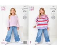 King Cole 6391 Knitting Pattern Kids Easy Knit Girls Cape Top & Sweater