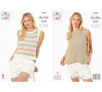 King Cole 6399 Crochet Pattern Double Knit DK Womens Sleeveless Tank Tops