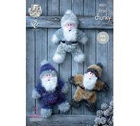 King Cole 9031 Knitting Pattern Tinsel Santas to knit in King Cole Tinsel Chunky by King Cole