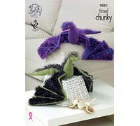 King Cole 9051 Knitting Pattern Toy Dragons in Tinsel Chunky and Pricewise DK