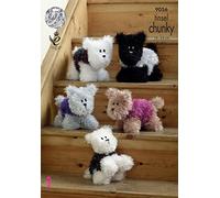 King Cole 9056 Knitting Pattern Westies Dog in Tinsel Chunky ... by King Cole