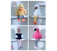 King Cole 9073 Crochet Pattern Bird Toilet Roll Holders in Big Value Chunky & Tinsel Chunky