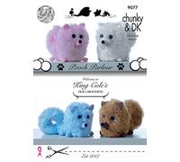 King Cole 9077 Knitting Pattern Pomeranian Dog Toys in Tinsel Chunky and Dollymix DK