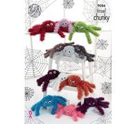 King Cole 9086 Knitting Pattern Halloween Tinsel Spiders in King Cole Tinsel Chunky