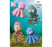 King Cole 9092 Knitting Pattern Octopus and Squid Toys in Dollymix Splash and Pricewise DK