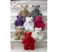 King Cole 9101 Knitting Pattern Childrens Teddy Bear Toys in Tufty Super Chunky