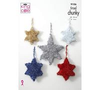 King Cole 9106 Knitting Pattern Christmas Tinsel Star Decorations in Tinsel Chunky