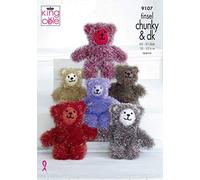 King Cole 9107 Knitting Pattern Christmas Tinsel Teddies in Tinsel Chunky and Dollymix DK