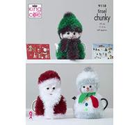 King Cole 9118 Knitting Pattern Christmas Tea Cosies in Tinsel Chunky and Dollymix DK