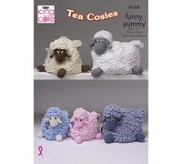 King Cole 9119 Knitting Pattern Sheep Tea Cosies in Funny Yummy