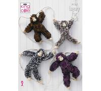 King Cole 9125 Knitting Pattern Fur Chimpanzees Toys in Fur