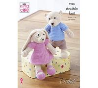 King Cole 9126 Crochet Pattern Bear and Rabbit Toys in Cottonsoft DK