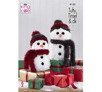 King Cole 9133 Knitting Pattern Christmas Snowman Decorations in Tufty Tinsel Chunky and Dollymix DK