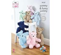 King Cole 9137 Knitting Pattern 2 Sizes Easy Knit Teddy Bear Stuffed Toy in Yummy Chunky
