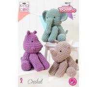 King Cole 9217 Crochet Pattern Jumbo Toastie Elephant Hippo and Rhino Stuffed Animals