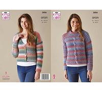 King Cole Acorn Aran Knitting Pattern - 5806 Sweater & Cardigan