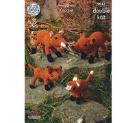 King Cole Amigurumi Crochet Double Knitting Merino DK Pattern - The Fox Family Toys (9032)