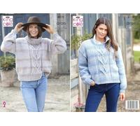 King Cole Aran Knitting Pattern - 6225 Ladies Sweaters (2 Designs)